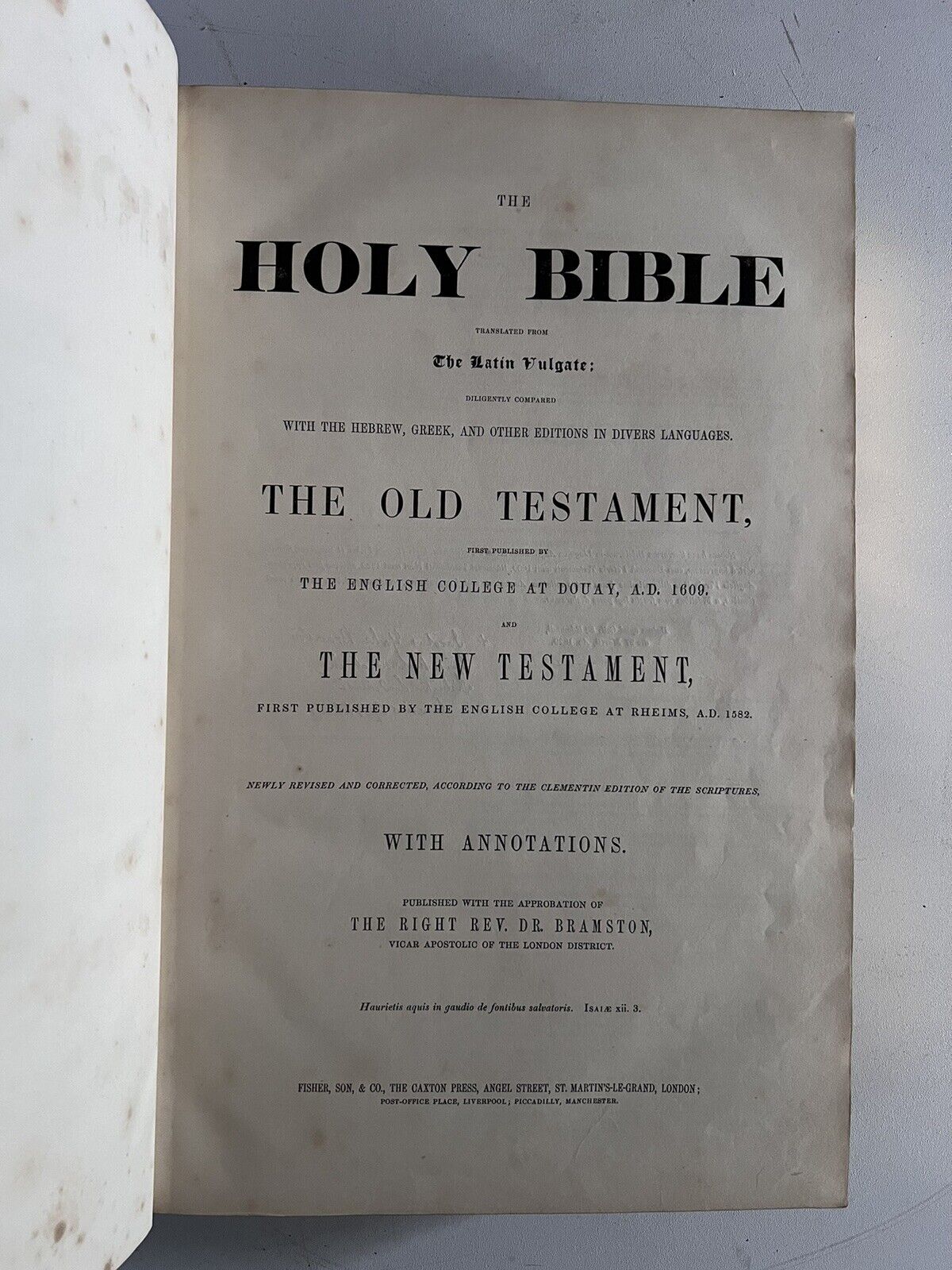 Douay-Rheims Bible HUGE FOLIO Antique Catholic Bible 1800s