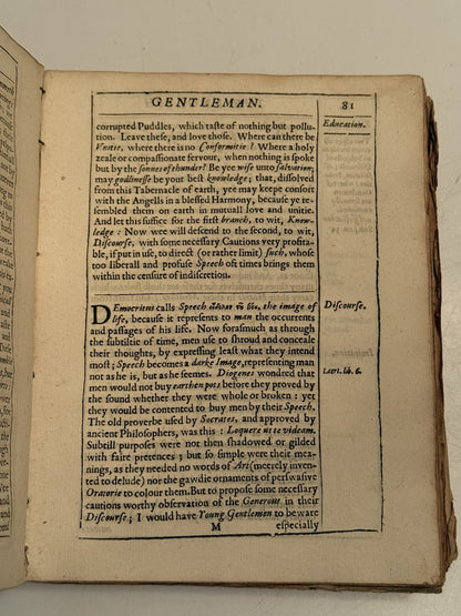 The English Gentleman by Richard Brathwait 1630 First Edition First Issue
