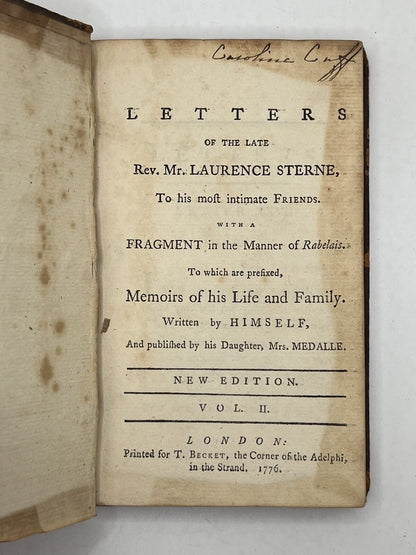 The Letters of Laurence Sterne 1776