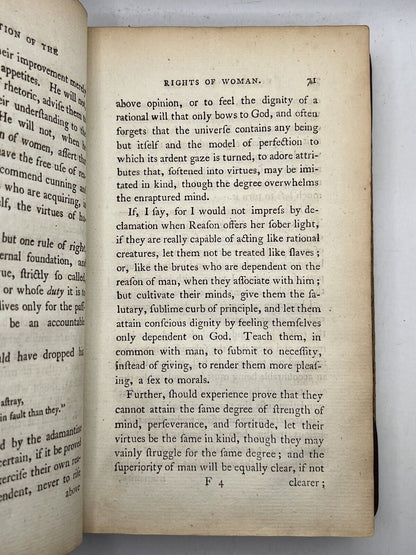 A Vindication of the Rights of Woman by Mary Wollstonecraft 1792 First Edition