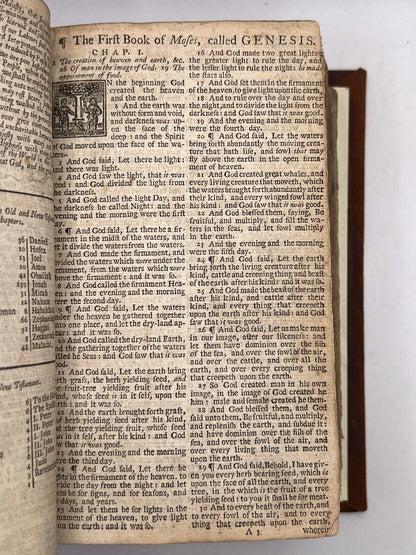 1700s Antique King James Bible -John Baskett Old & New Testaments and Psalms 1733