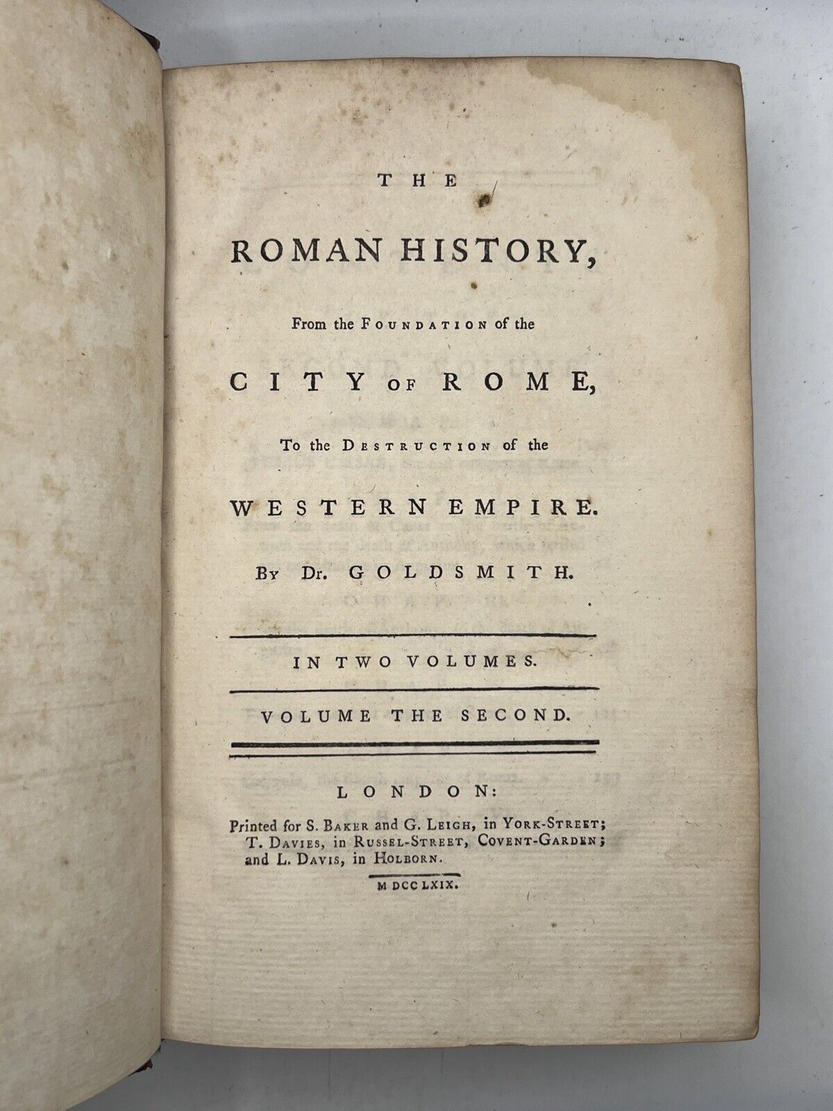 The History of Ancient Rome by Oliver Goldsmith 1769 First Edition