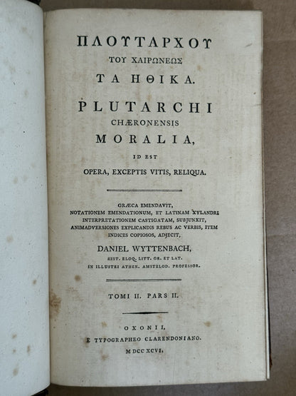 Plutarch's Moralia 1795-1800 Clarendon Press