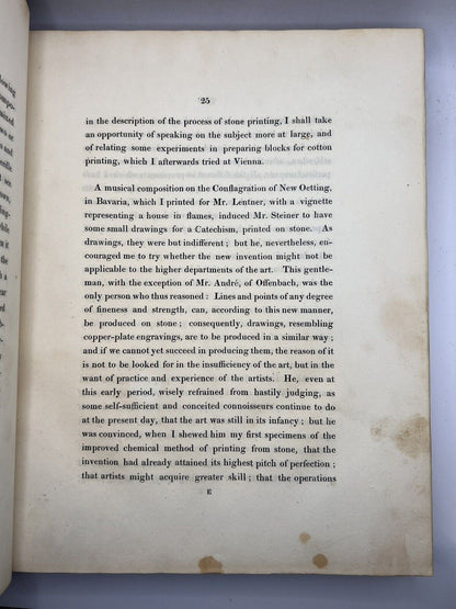 Senefelder's History of Lithography 1819 First English Edition