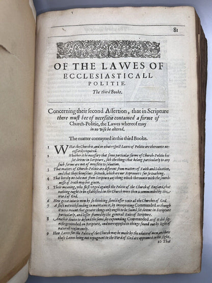 Of the Laws of Ecclesiastical Politie by Richard Hooker 1617