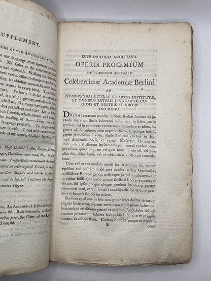 Euphony of the English Language by James Adams 1794 First Edition