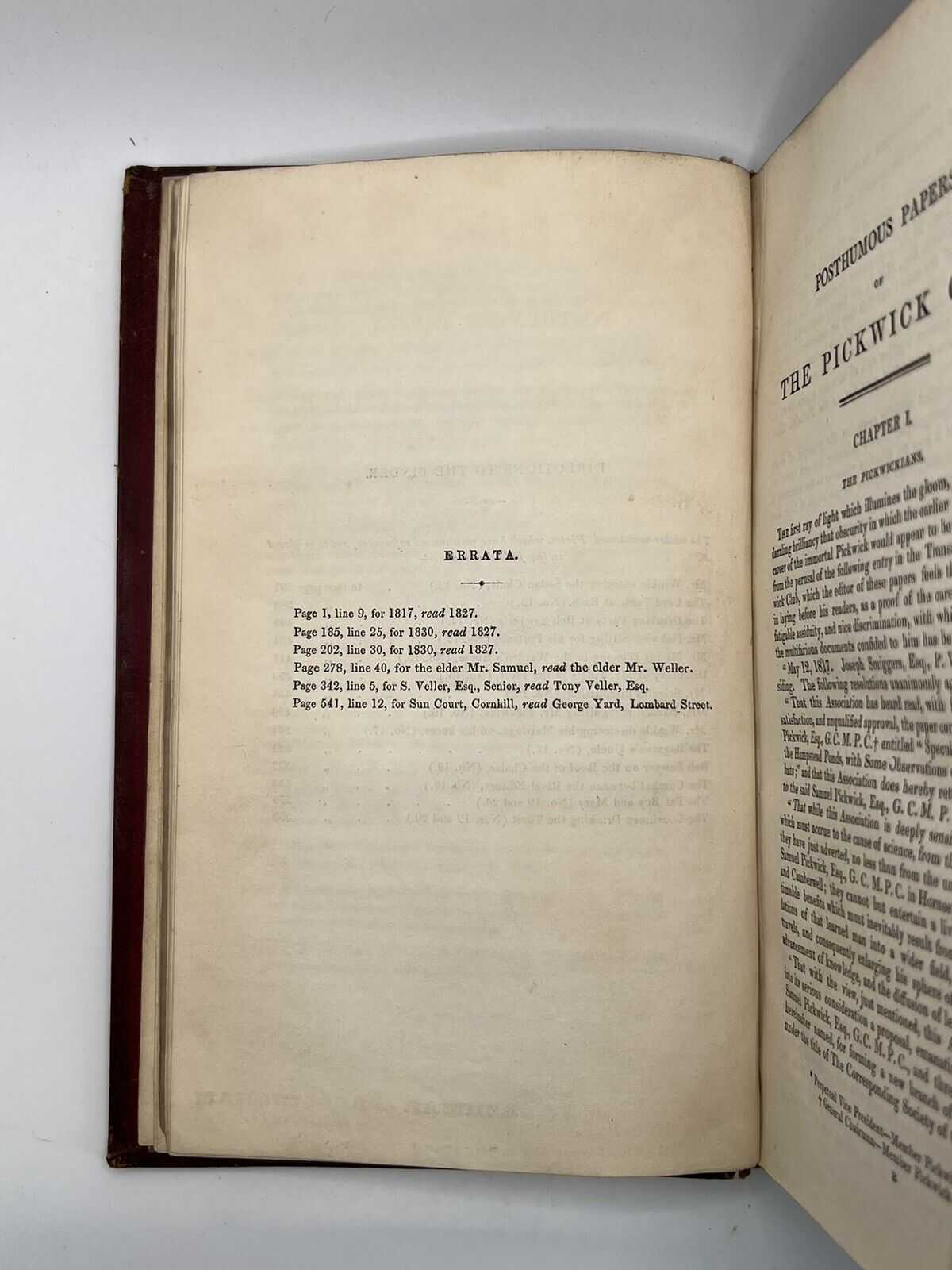 The Pickwick Papers by Charles Dickens 1837 First Edition