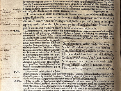 1519 Horace Post-Incunable with Contemporary Marginalia