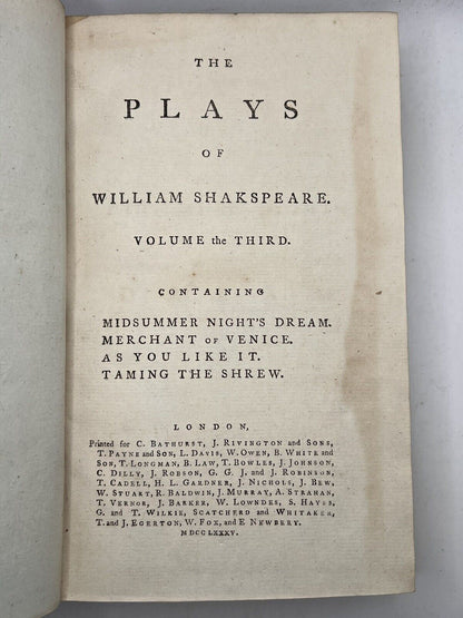 The Plays of William Shakespeare 1785 Samuel Johnson Edition