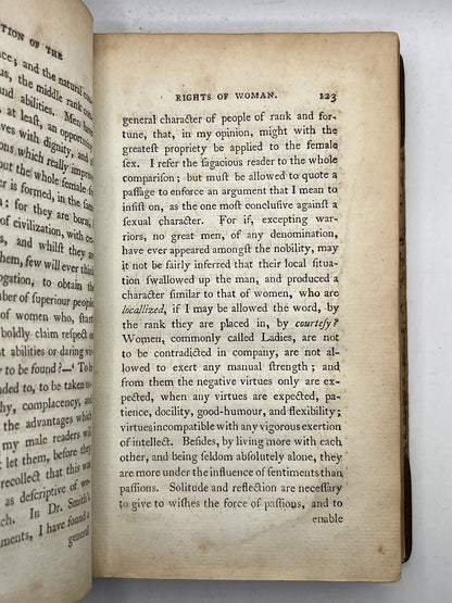 A Vindication of the Rights of Woman by Mary Wollstonecraft 1792 First Edition