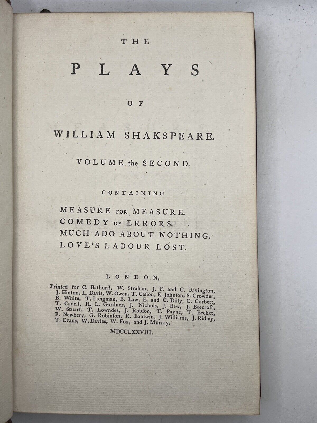 1778 Works of William Shakespeare