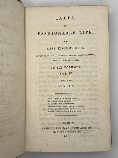 Tales of Fashionable Life by Maria Edgeworth 1809-1812 First Edition