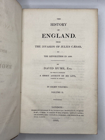 The History of England by David Hume & Tobias Smollett 1820