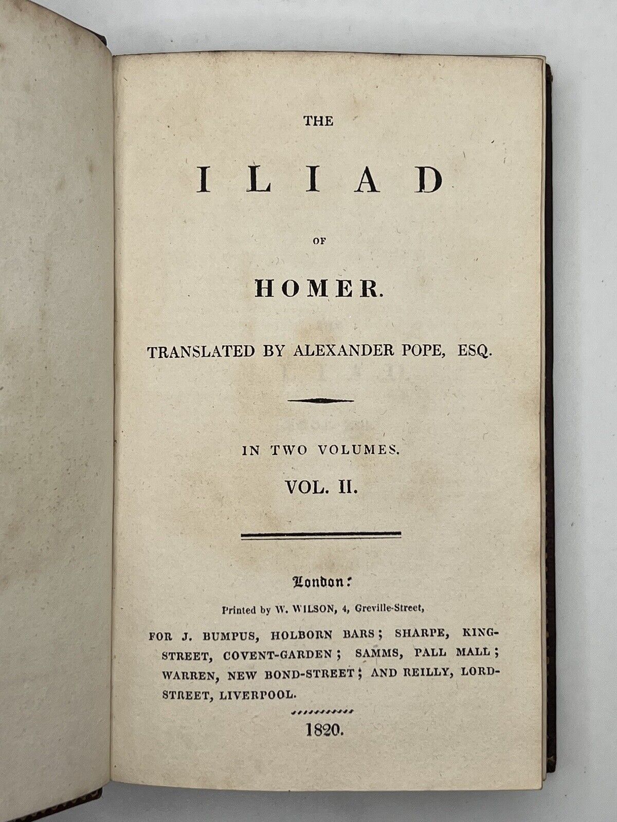 The Iliad and The Odyssey by Homer 1820 Alexander Pope Translation