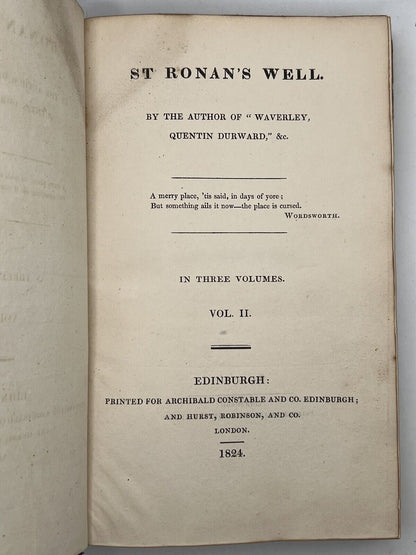 St Ronan's Well by Sir Walter Scott 1824 First Edition