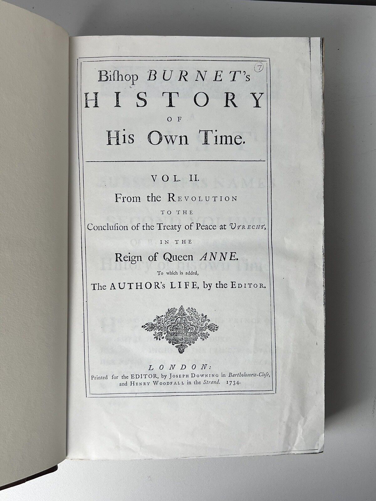 Burnet's History of His Own Time 1724-34 First Edition