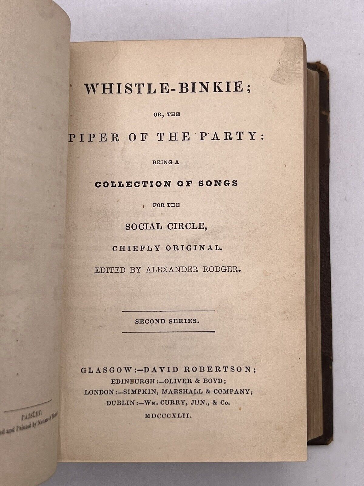 Whistle-Binkie; A Collection of Songs for the Social Circle 1842-6