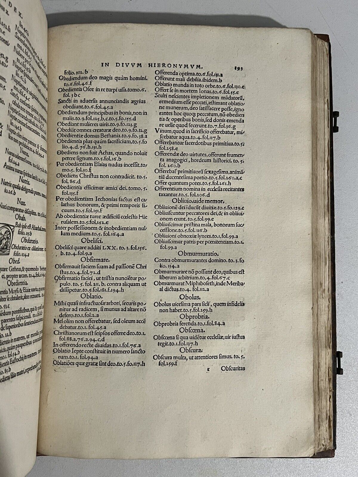 Index to St. Jerome 1520 Froben