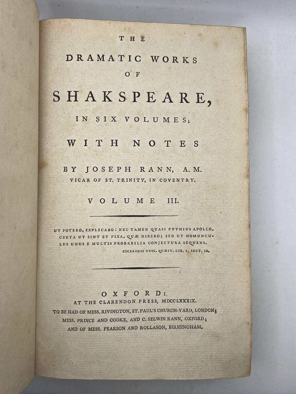 The Works of William Shakespeare 1786 Clarendon Press