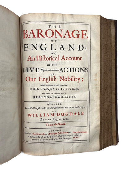 The Baronage of England by William Dugdale 1675 First Edition