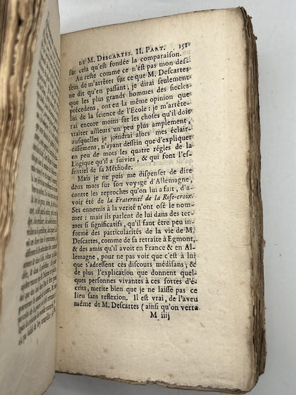 Rene Descartes 1668 Discourse on Method Third Ed & First Edition Mechanics