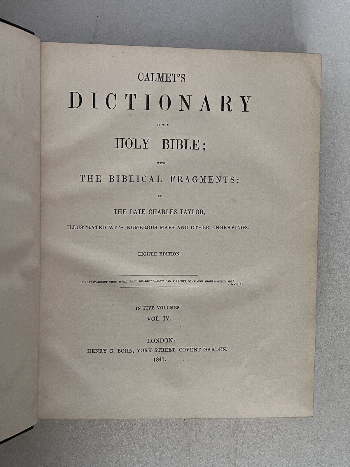 Calumet's Dictionary of the Holy Bible by Charles Taylor 1841