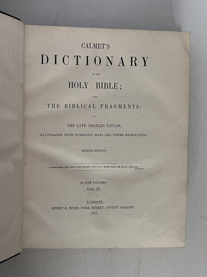 Calumet's Dictionary of the Holy Bible by Charles Taylor 1841