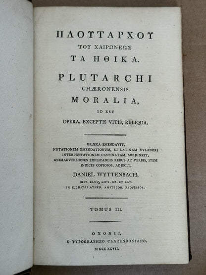 Plutarch's Moralia 1795-1800 Clarendon Press