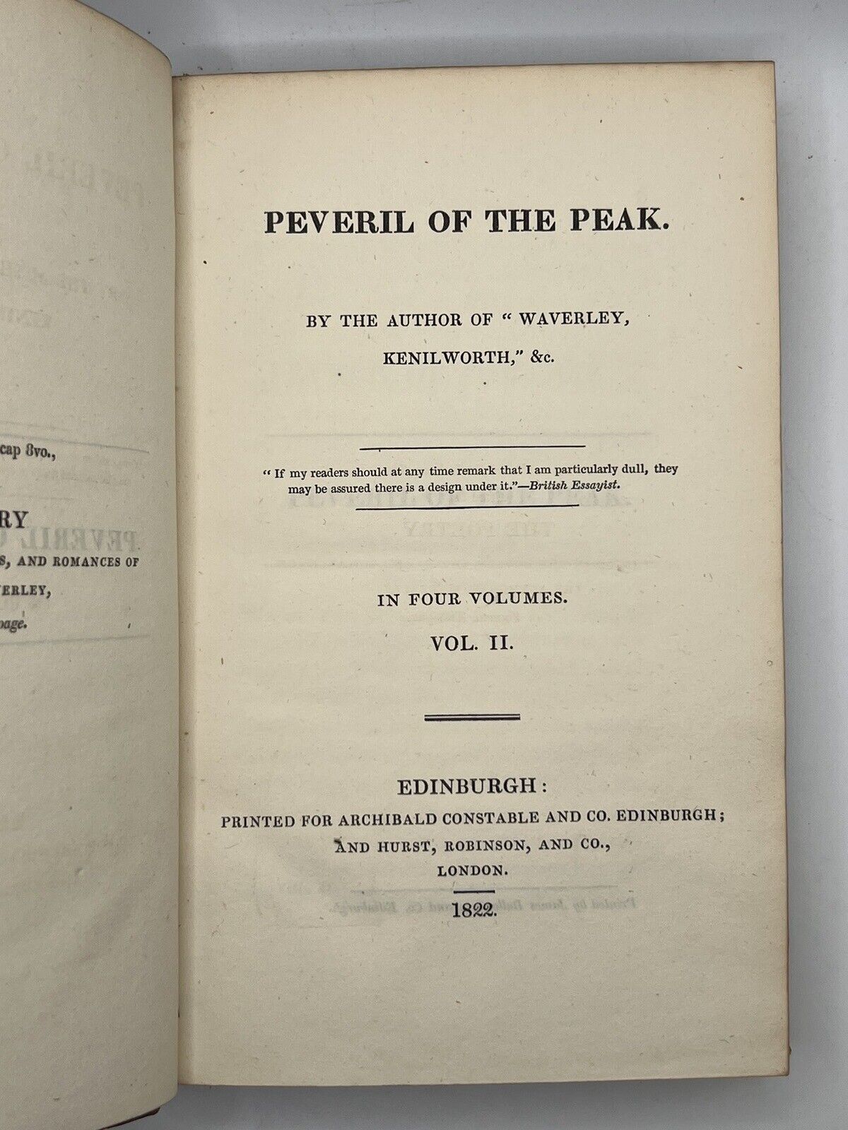 Peveril of the Peak by Sir Walter Scott 1822 First Edition