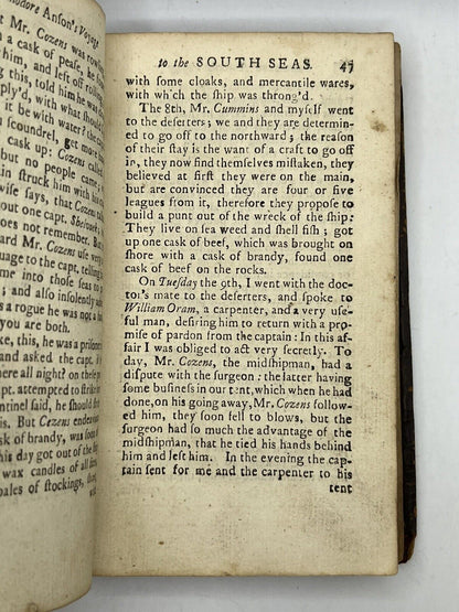 A Voyage to the South-Seas by Commodore Anson 1744 Pirated First Edition