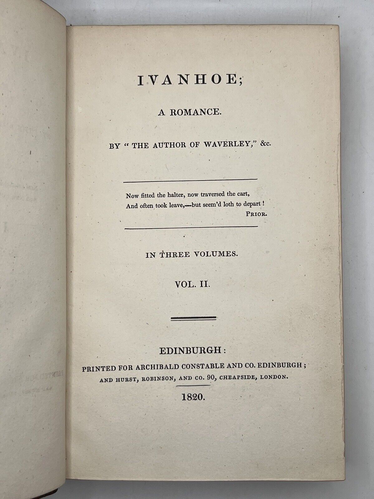 Ivanhoe by Sir Walter Scott 1820 First Edition First Impression