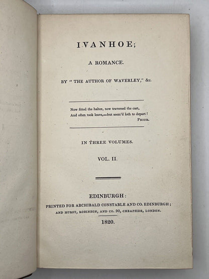 Ivanhoe by Sir Walter Scott 1820 First Edition First Impression