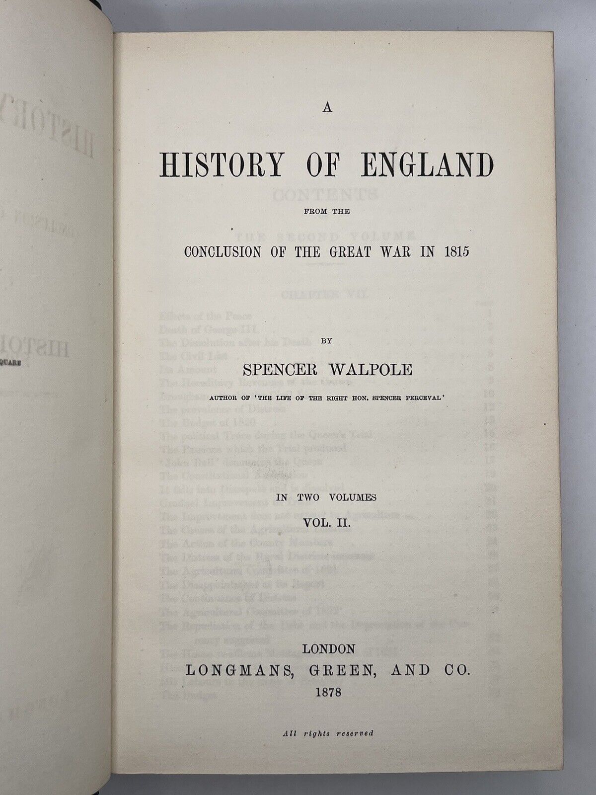 Walpole's History of England from 1815-1878