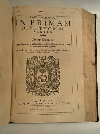 Luis de Molina's Commentary on Thomas Aquinas 1593 First Edition