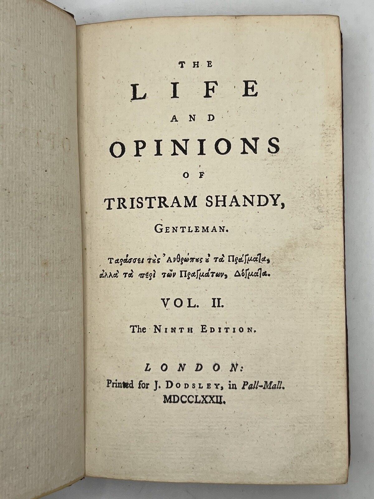 The Life and Opinions of Tristram Shandy by Laurence Sterne 1773