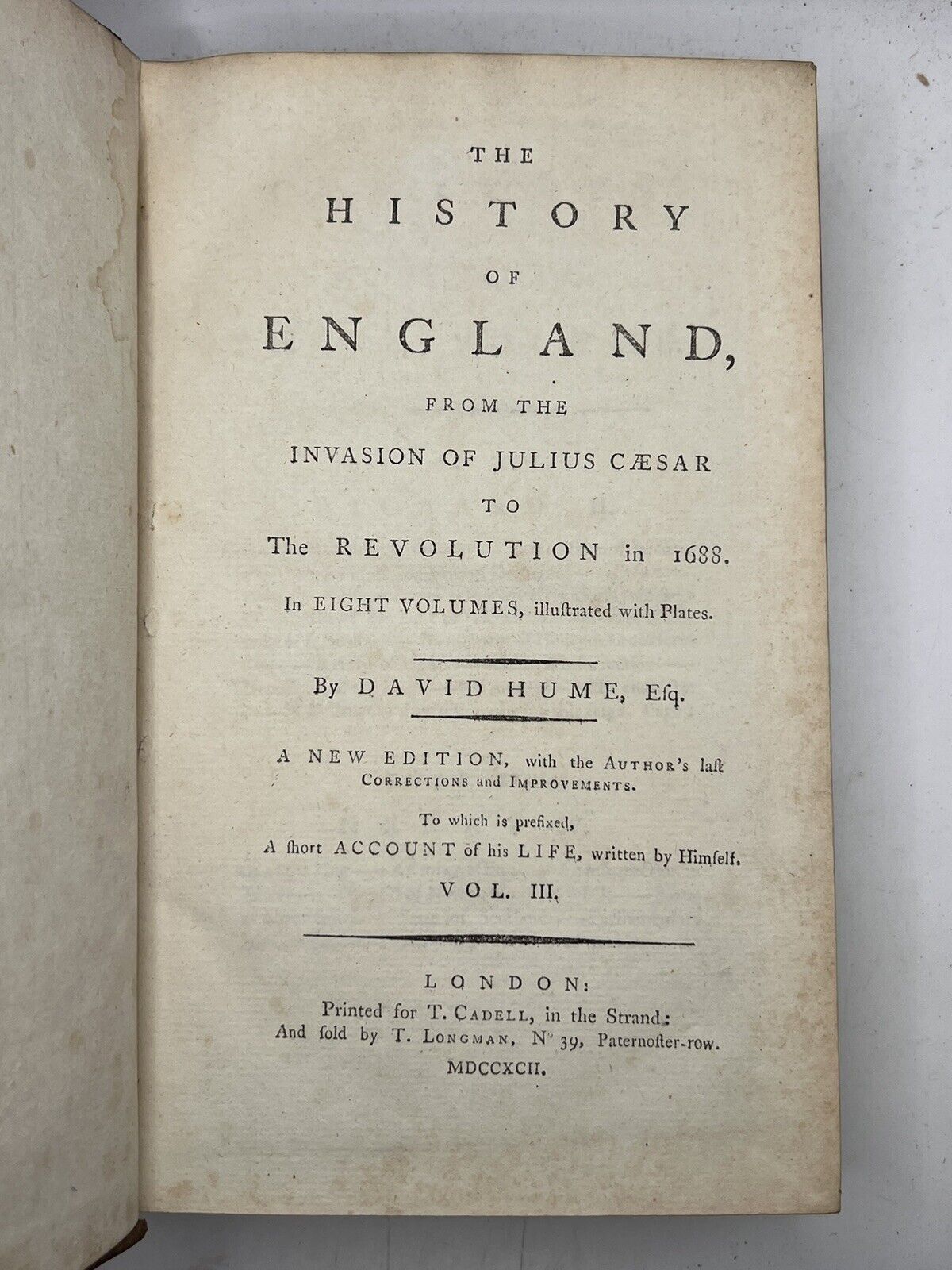 The History of England by David Hume 1792-1802