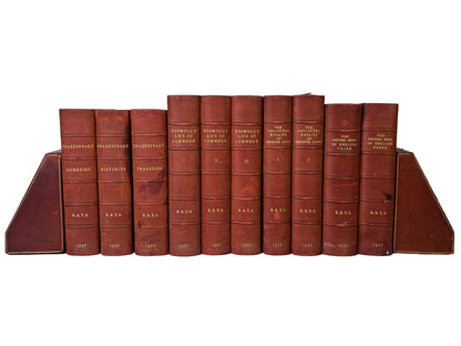 Bumpus Fine Bindings Set with Bookends: Shakespeare, Boswell, etc