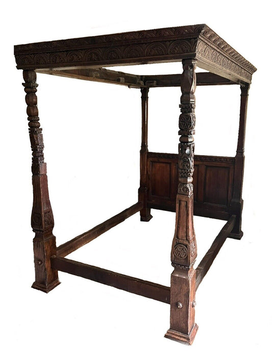 THE WITCH BED: Important 16th Century Carved Oak Elizabethan Bed c.1550 & Later