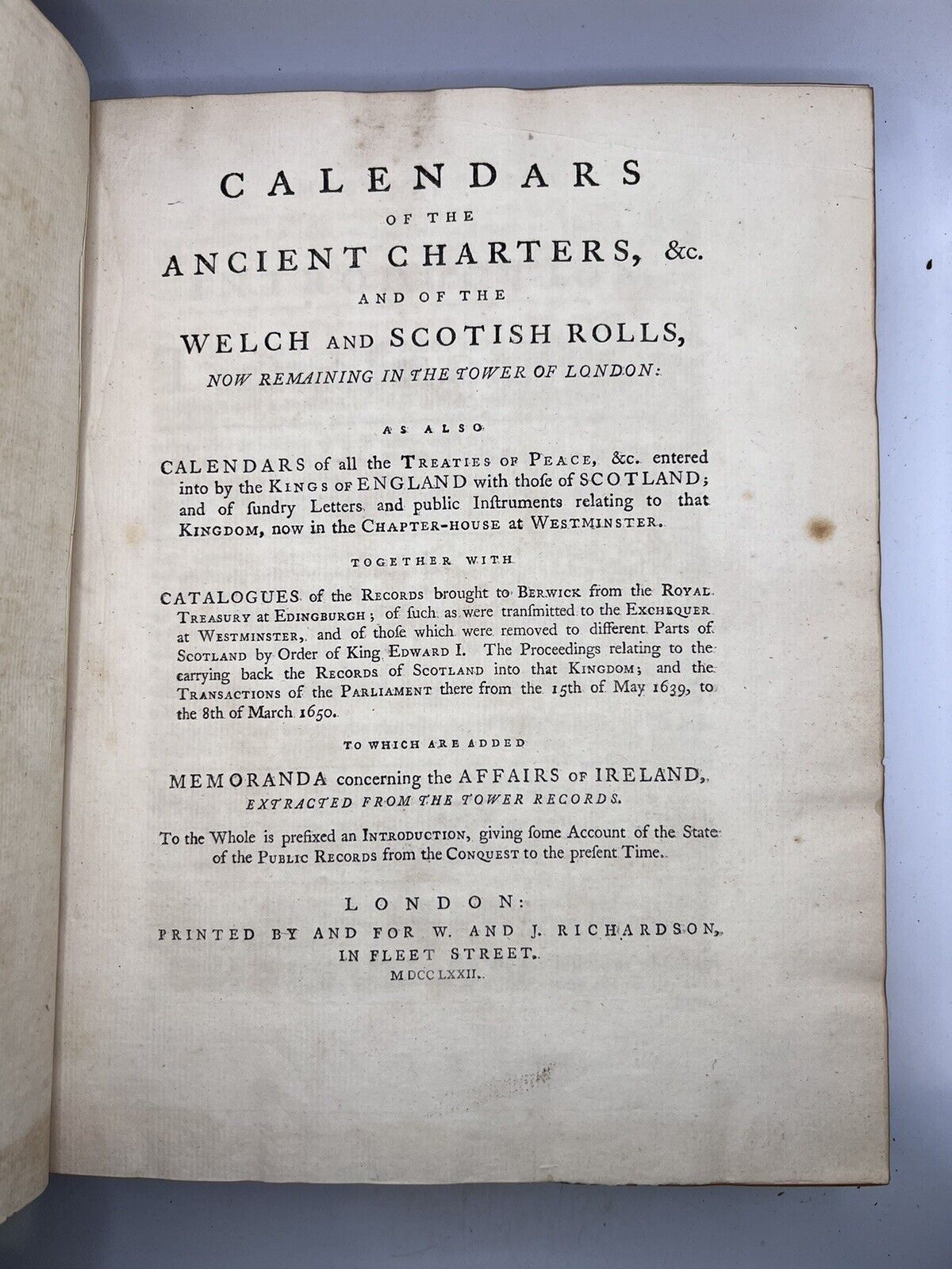 Calendars of the Ancient Charters by Joseph Ayloffe 1772 First Edition