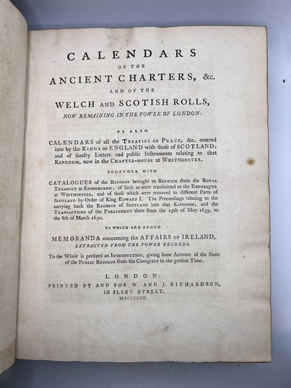 Calendars of the Ancient Charters by Joseph Ayloffe 1772 First Edition