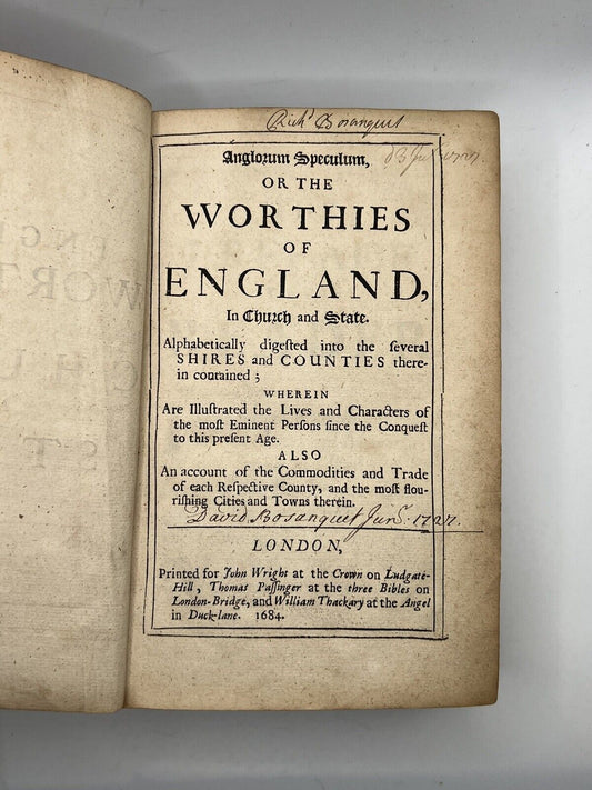 Anglorum Speculum: Worthies of England in Church & State 1684 First Edition