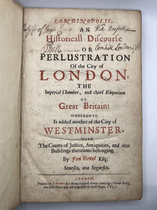 An Historicall Discourse of London by James Howel 1657 First Edition