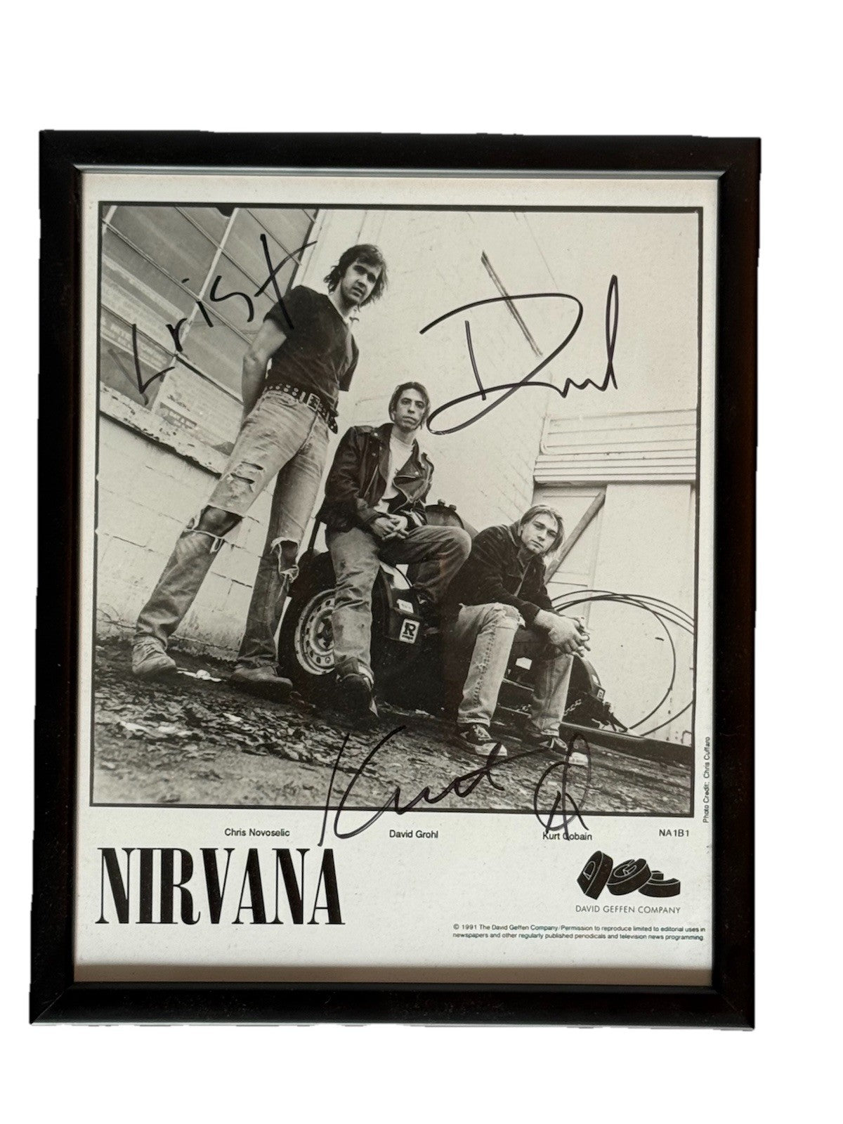 Nirvana Signed Promotional Photo with Kurt Cobain 1991