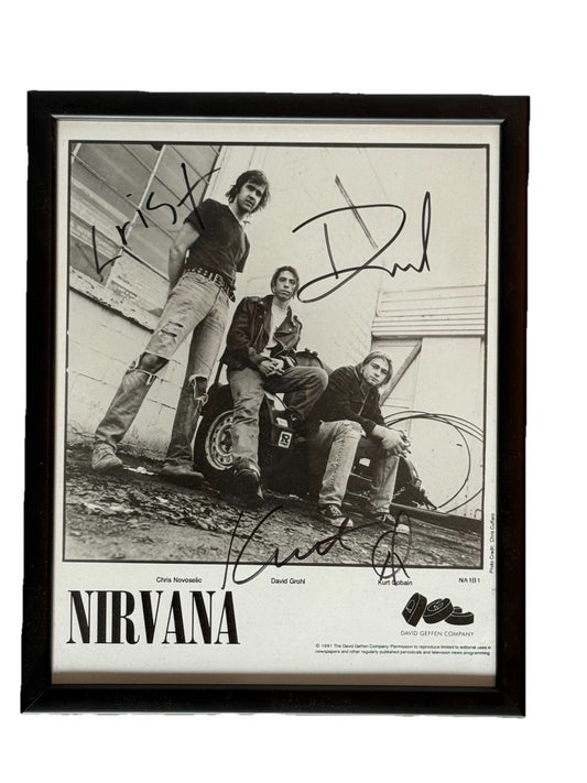 Nirvana Signed Promotional Photo with Kurt Cobain 1991