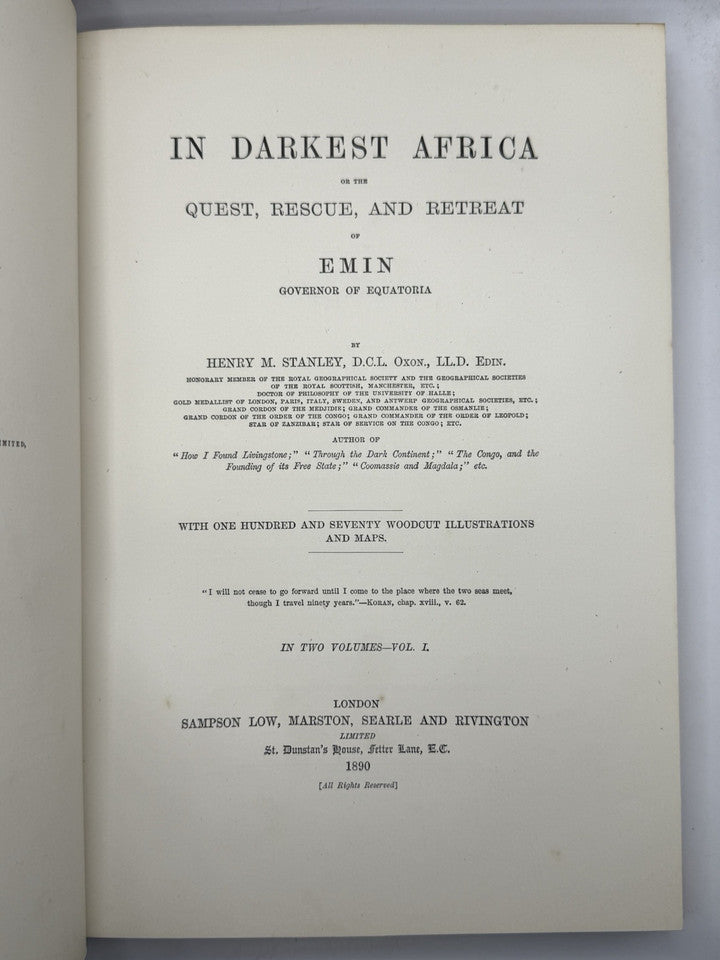 In Darkest Africa by Henry Morton Stanley 1890 First Edition