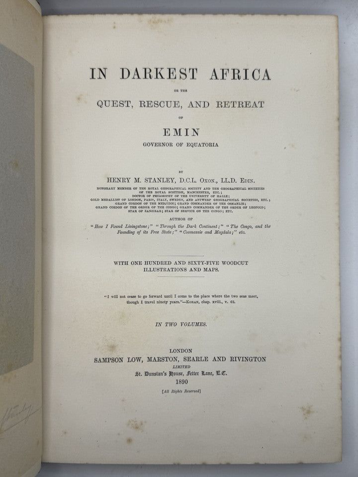 In Darkest Africa by Henry Morton Stanley 1890 First Edition